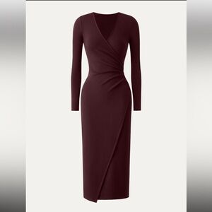 NWT $75 OGL Surplice Wrap Long Sleeve Dress XS